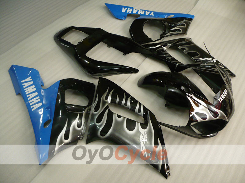 Kit de carénage injecté pour YZF-R6 98-02 - Bleu, noir - Flamme #OYO87905999