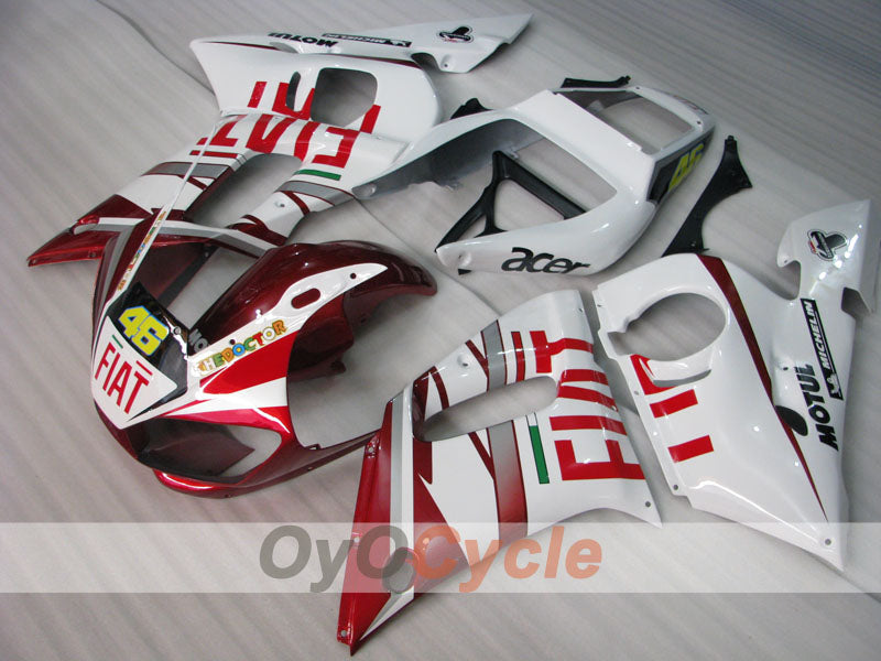 Kit de carénage injecté pour YZF-R6 98-02 - Rouge, blanc - FIAT #OYO87906004