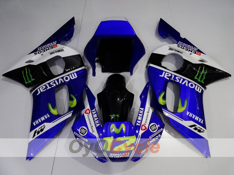 Kit de carénage injecté pour YZF-R6 98-02 - Bleu, Blanc, Noir - Monster #OYO87906006