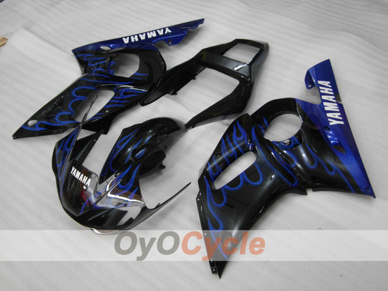 Kit de carénage injecté pour YZF-R6 98-02 - Bleu, Noir - Flamme #OYO87906008