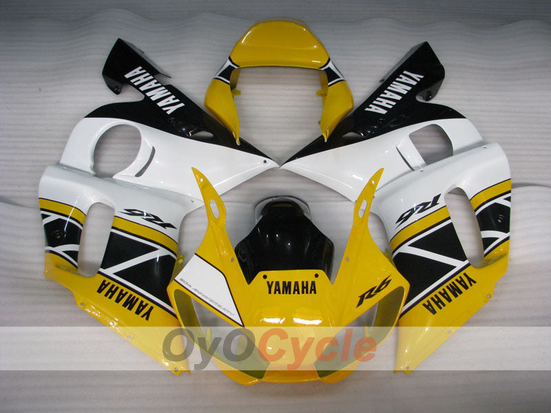 Kit de carénage injecté pour YZF-R6 98-02 - Jaune, Blanc - Style d'usine #OYO87906013