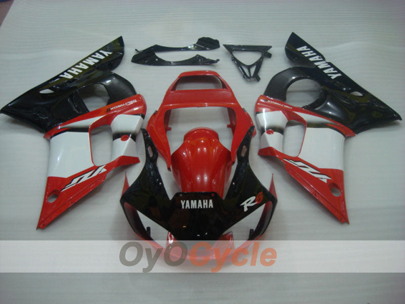 Kit de carénage injecté pour YZF-R6 98-02 - Rouge, Noir - Style d'usine #OYO87906014