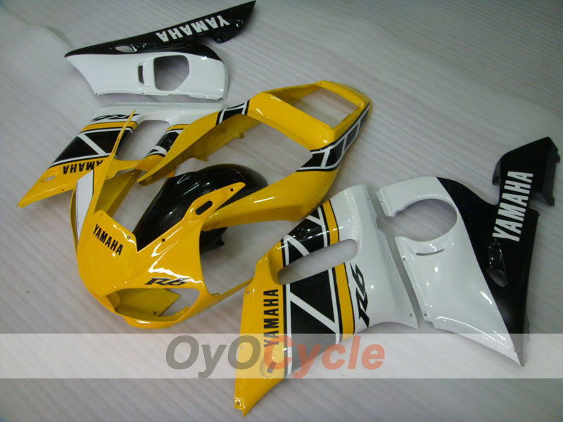Kit de carénages à injection pour YZF-R6 98-02 - Jaune, Blanc - Style d'origine #OYO87906021