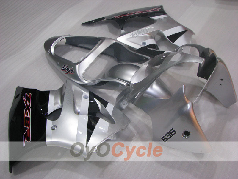 Kit de carénages à injection pour NINJA ZX-6R 00-02 - Noir, Argent - Style d'origine #OYO87906022