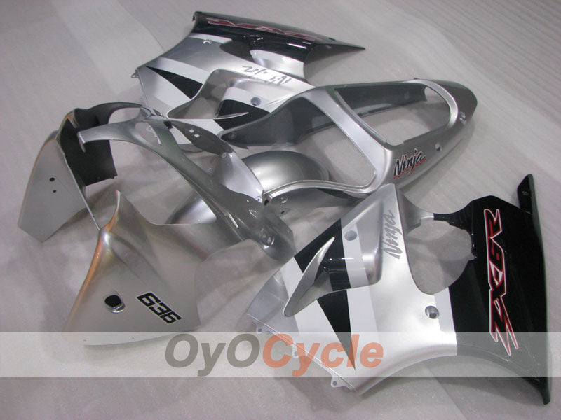 Kit de carénages à injection pour NINJA ZX-6R 00-02 - Noir, Argent - Style d'origine #OYO87906022