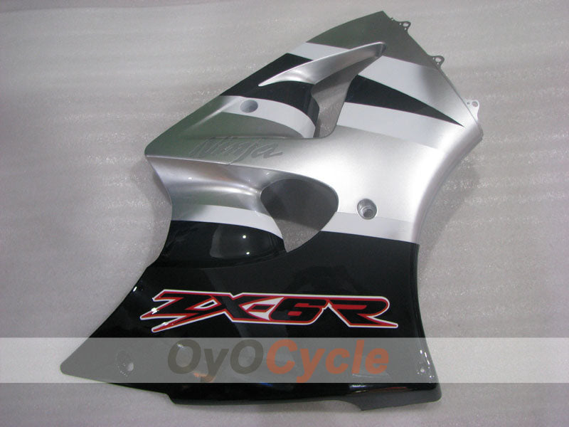 Kit de carénages à injection pour NINJA ZX-6R 00-02 - Noir, Argent - Style d'origine #OYO87906022
