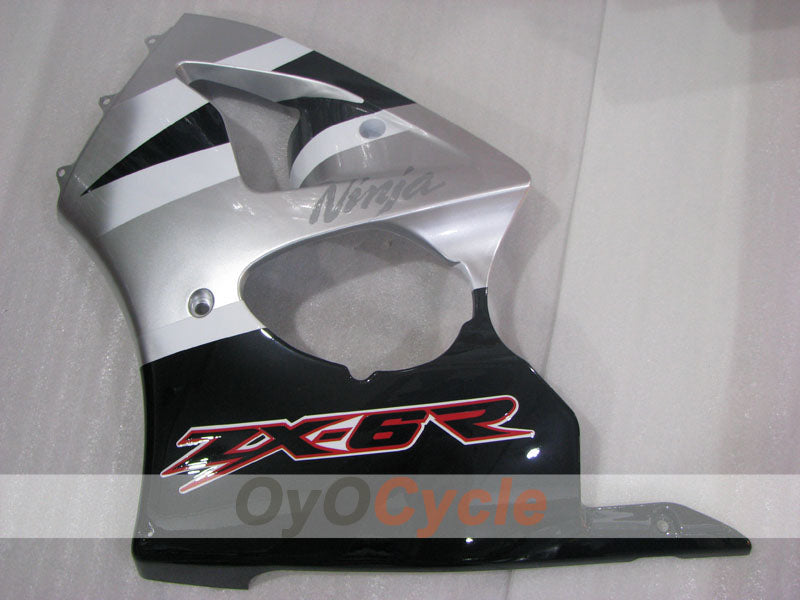 Kit de carénages à injection pour NINJA ZX-6R 00-02 - Noir, Argent - Style d'origine #OYO87906022