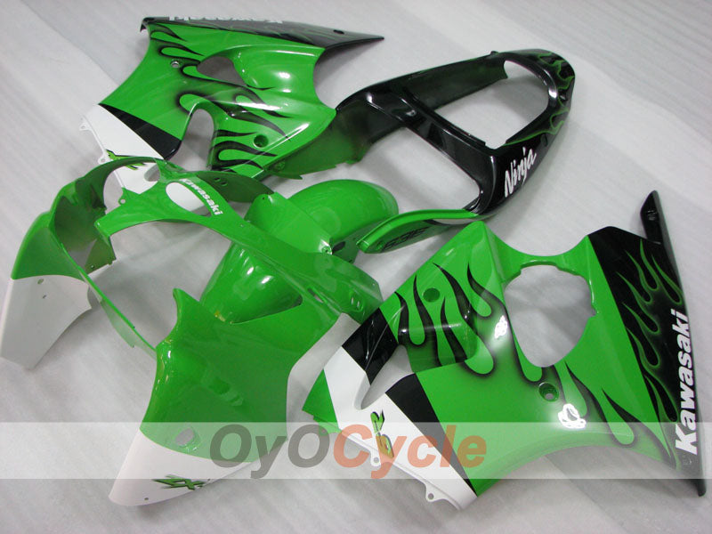 Kit de carénages à injection pour NINJA ZX-6R 00-02 - Vert, Noir - Style d'origine #OYO87906023