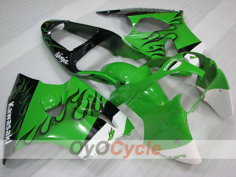 Kit de carénages à injection pour NINJA ZX-6R 00-02 - Vert, Noir - Style d'origine #OYO87906023