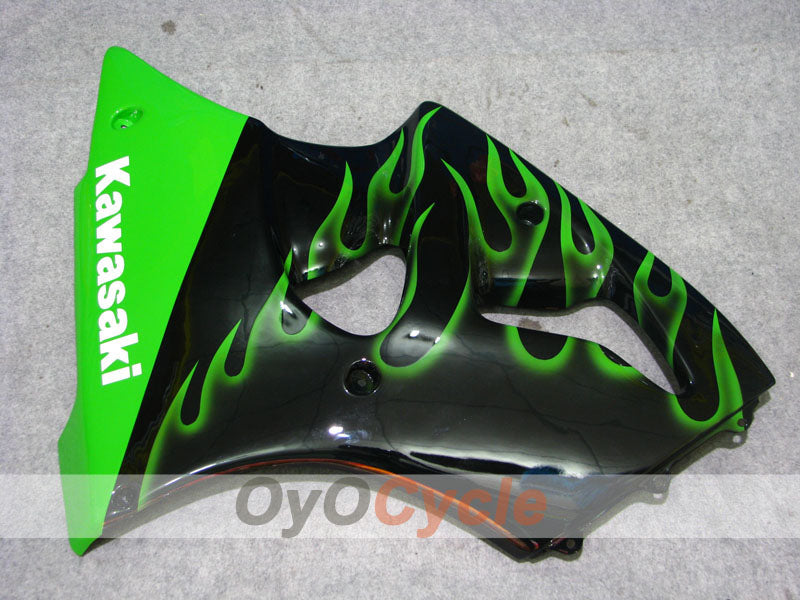 Kit de carénages à injection pour NINJA ZX-6R 00-02 - Vert, Noir - Flamme #OYO87906025