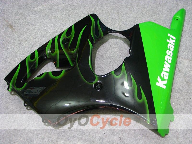 Kit de carénages à injection pour NINJA ZX-6R 00-02 - Vert, Noir - Flamme #OYO87906025