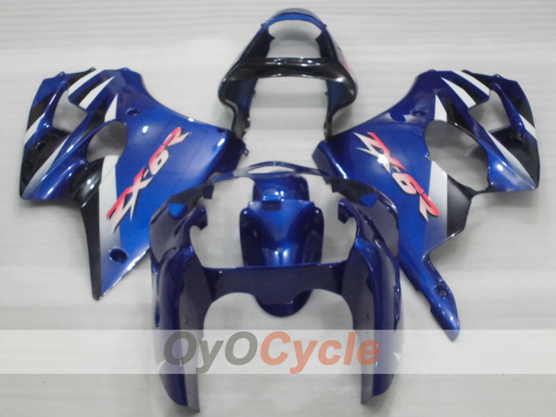 Kit de carénages à injection pour NINJA ZX-6R 00-02 - Bleu, Blanc, Noir - Style d'origine #OYO87906029
