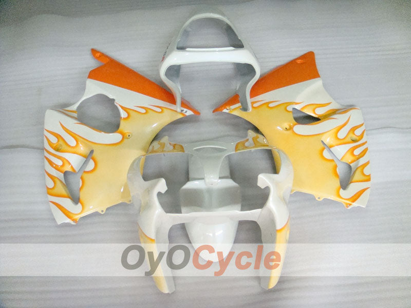 Kit de carénage à injection pour NINJA ZX-6R 00-02 - Orange, Blanc - Flamme #OYO87906030