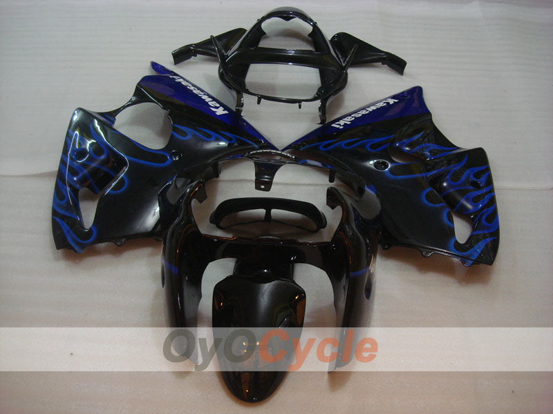 Kit de carénage à injection pour NINJA ZX-6R 00-02 - Bleu, Noir - Flamme #OYO87906033