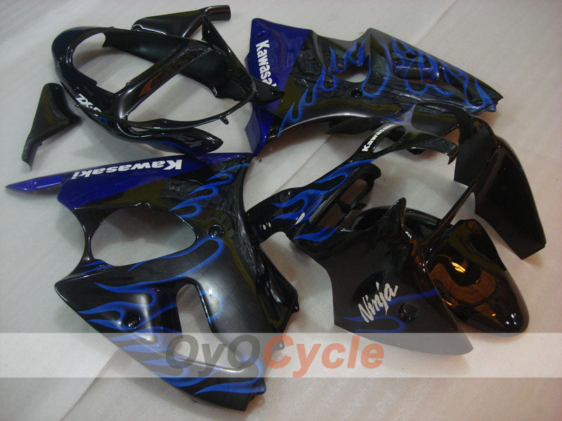 Kit de carénage à injection pour NINJA ZX-6R 00-02 - Bleu, Noir - Flamme #OYO87906033