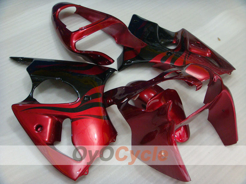 Kit de carénage à injection pour NINJA ZX-6R 00-02 - Rouge, Noir - Flamme #OYO87906035