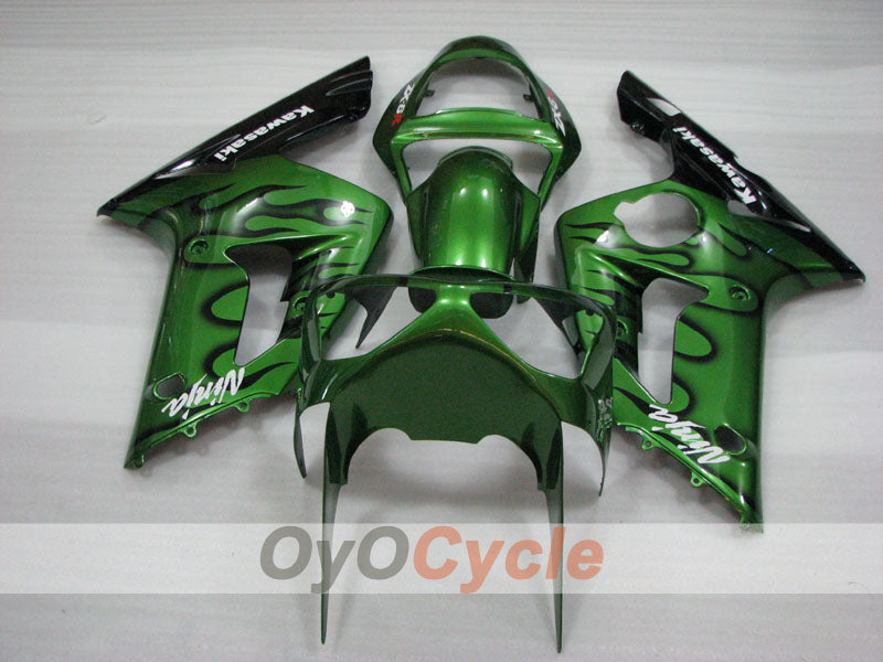Kit de carénage à injection pour NINJA ZX-6R 03-04 - Vert, Noir - Flamme #OYO87906038