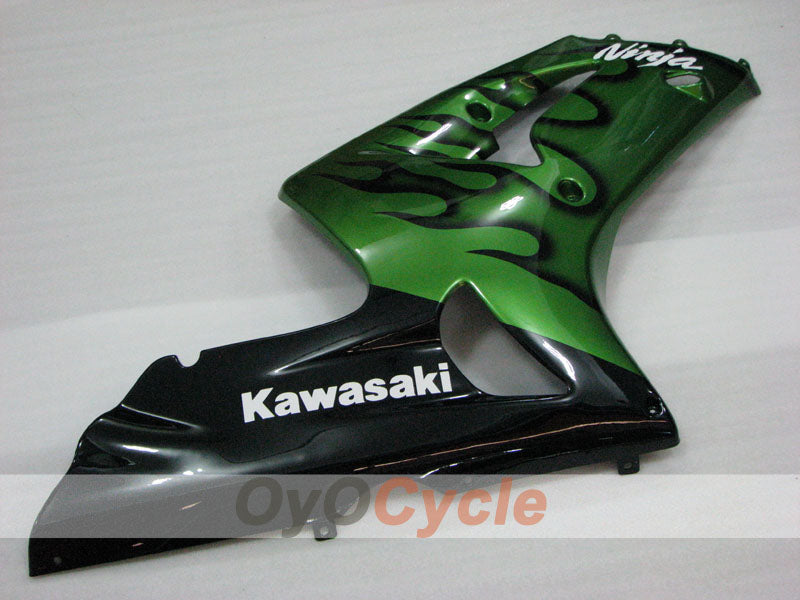 Kit de carénage à injection pour NINJA ZX-6R 03-04 - Vert, Noir - Flamme #OYO87906038