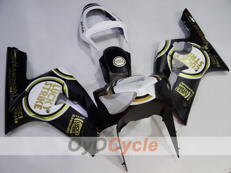 Kit de carénage à injection pour NINJA ZX-6R 03-04 - Blanc, Noir - Lucky Strike #OYO87906041 Image principale du produit