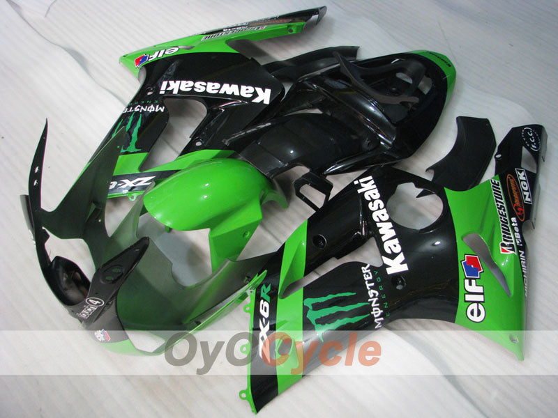 Kit de carénages injectés pour NINJA ZX-6R 03-04 - Vert, Noir - Monster #OYO87906043