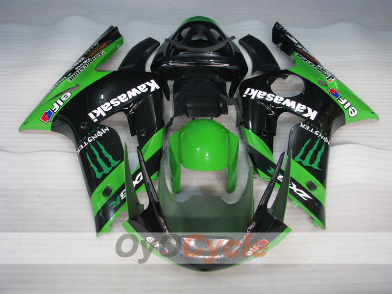 Kit de carénages injectés pour NINJA ZX-6R 03-04 - Vert, Noir - Monster #OYO87906043