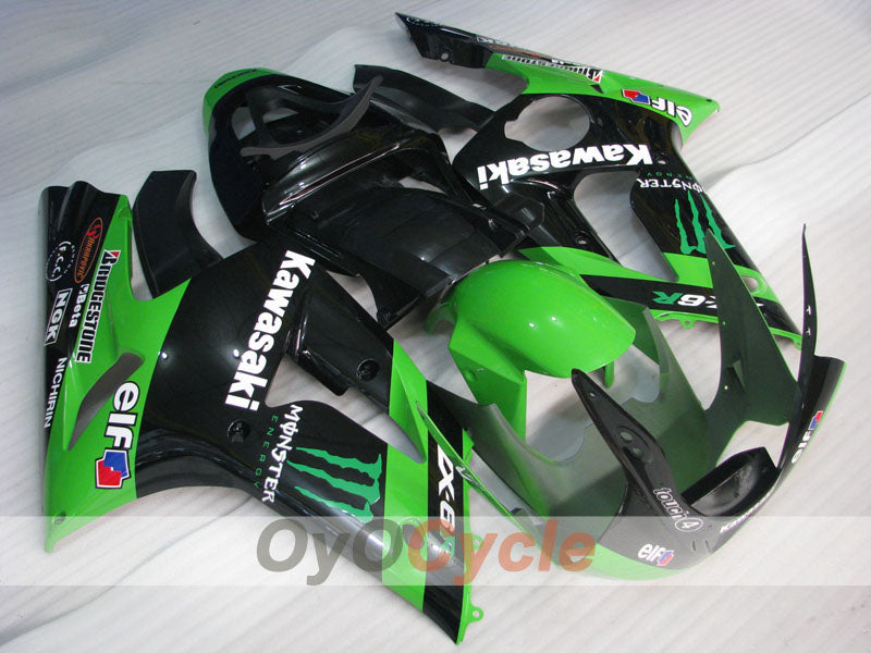 Kit de carénages injectés pour NINJA ZX-6R 03-04 - Vert, Noir - Monster #OYO87906043