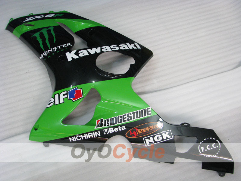Kit de carénages injectés pour NINJA ZX-6R 03-04 - Vert, Noir - Monster #OYO87906043