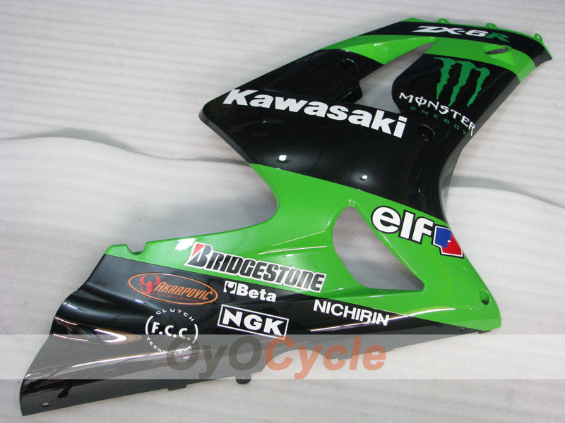 Kit de carénages injectés pour NINJA ZX-6R 03-04 - Vert, Noir - Monster #OYO87906043