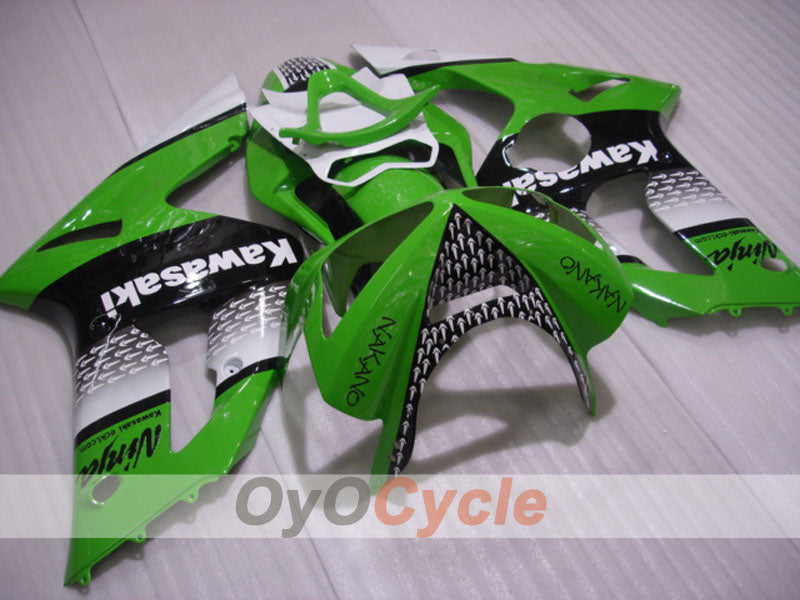 Kit de carénages injectés pour NINJA ZX-6R 03-04 - Vert, Noir - Nakano #OYO87906044