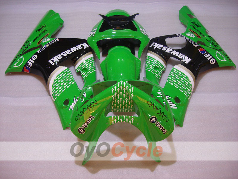 Kit de carénages injectés pour NINJA ZX-6R 03-04 - Vert, Noir - Nakano #OYO87906045
