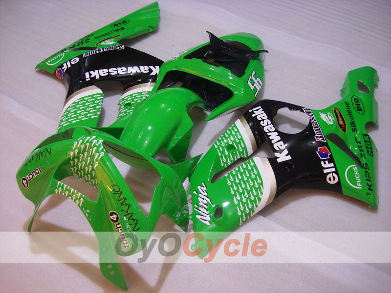 Kit de carénages injectés pour NINJA ZX-6R 03-04 - Vert, Noir - Nakano #OYO87906045