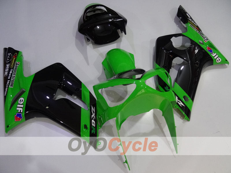 Kit de carénages injectés pour NINJA ZX-6R 03-04 - Vert, Noir - Nakano #OYO87906046