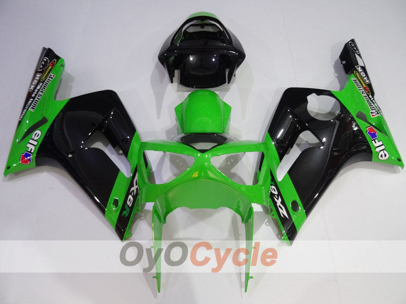 Kit de carénages injectés pour NINJA ZX-6R 03-04 - Vert, Noir - Nakano #OYO87906046