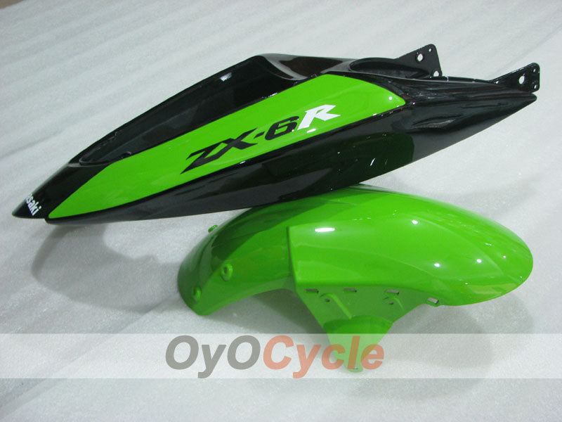 Kit de carénages injectés pour NINJA ZX-6R 05-06 - Vert, Blanc - Style d’origine #OYO87906047