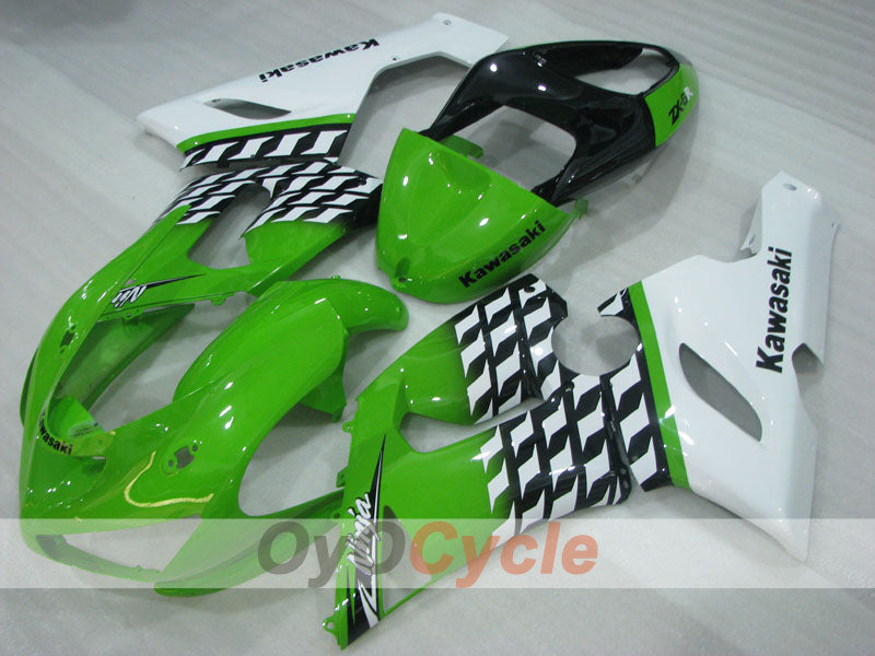 Kit de carénages injectés pour NINJA ZX-6R 05-06 - Vert, Blanc - Style d’origine #OYO87906047