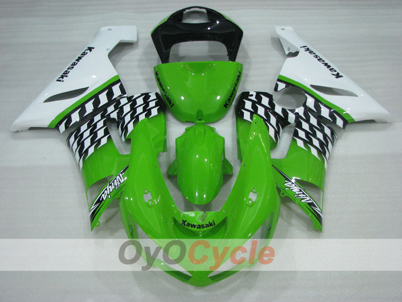Kit de carénages injectés pour NINJA ZX-6R 05-06 - Vert, Blanc - Style d’origine #OYO87906047
