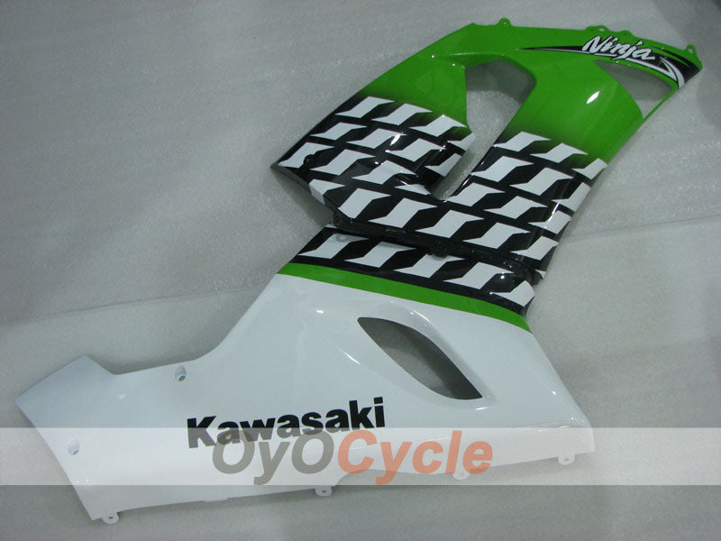 Kit de carénages injectés pour NINJA ZX-6R 05-06 - Vert, Blanc - Style d’origine #OYO87906047
