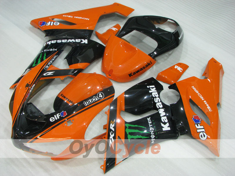 Kit de carénages injectés pour NINJA ZX-6R 05-06 - Orange, Noir - Monster #OYO87906048