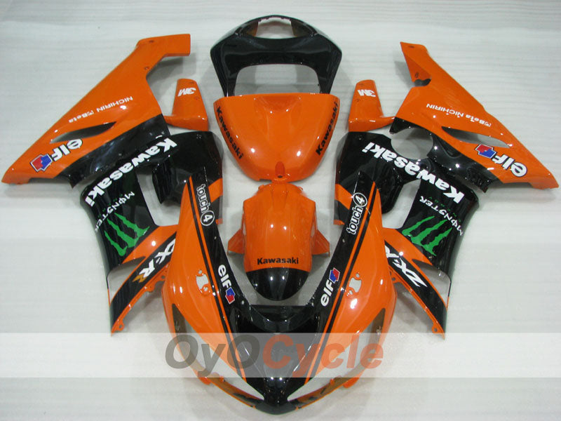 Kit de carénages injectés pour NINJA ZX-6R 05-06 - Orange, Noir - Monster #OYO87906048