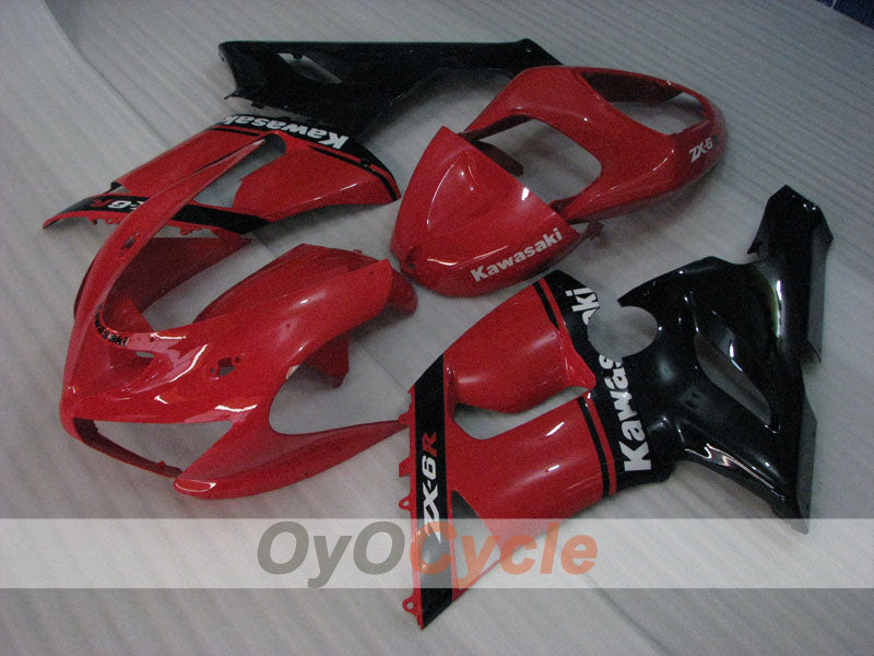 Kit de carénages injectés pour NINJA ZX-6R 05-06 - Rouge, Noir - Style d’origine #OYO87906050