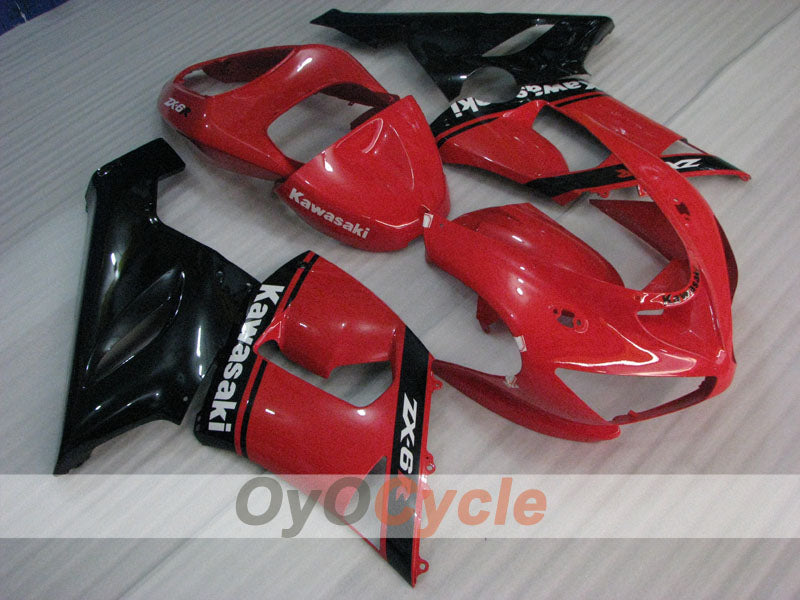 Kit de carénages injectés pour NINJA ZX-6R 05-06 - Rouge, Noir - Style d’origine #OYO87906050