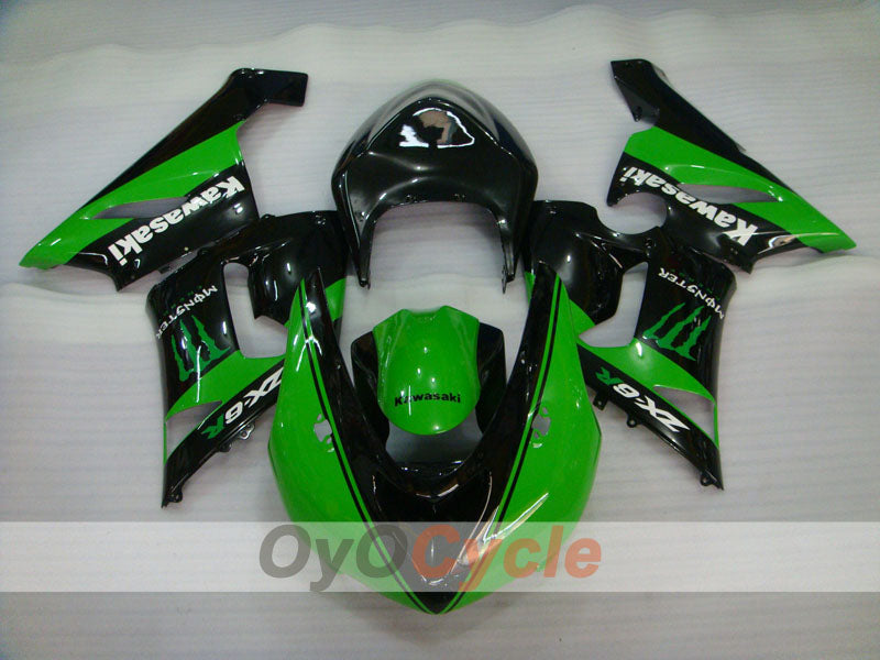 Kit de carénages injectés pour NINJA ZX-6R 05-06 - Vert, Noir - Monster #OYO87906052
