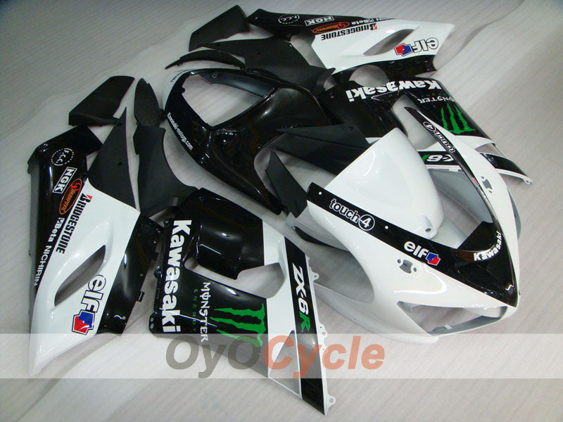 Kit de carénages injectés pour NINJA ZX-6R 05-06 - Blanc, Noir - Monster #OYO87906053