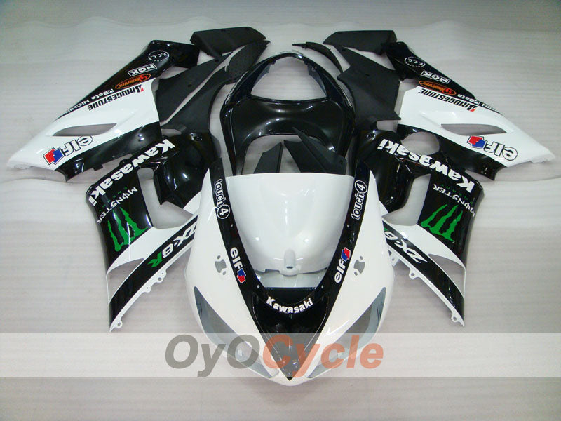Kit de carénages injectés pour NINJA ZX-6R 05-06 - Blanc, Noir - Monster #OYO87906053 Image secondaire du produit