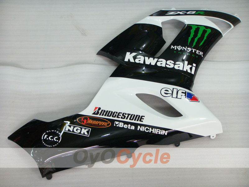 Kit de carénages injectés pour NINJA ZX-6R 05-06 - Blanc, Noir - Monster #OYO87906053