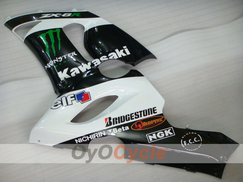 Kit de carénages injectés pour NINJA ZX-6R 05-06 - Blanc, Noir - Monster #OYO87906053