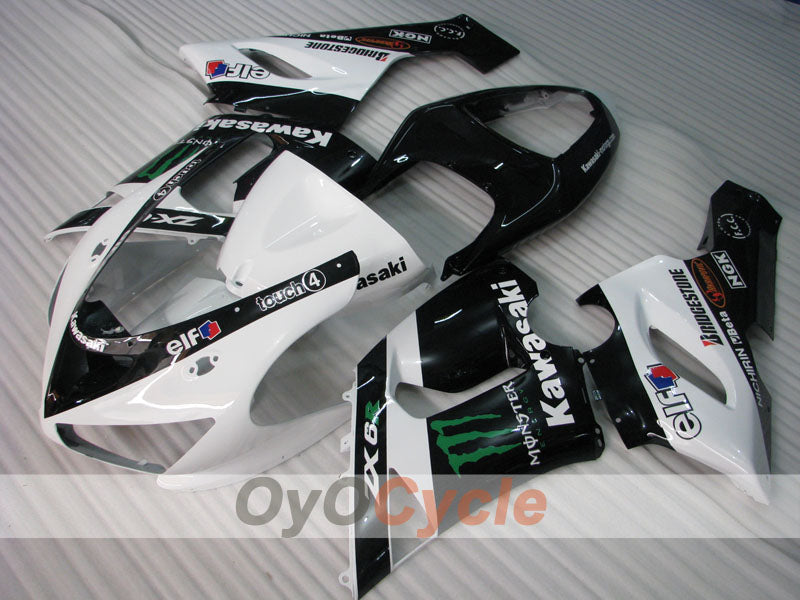 Kit de carénages injectés pour NINJA ZX-6R 05-06 - Blanc, Noir - Monster #OYO87906054