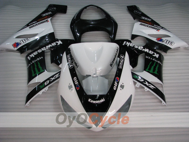 Kit de carénages injectés pour NINJA ZX-6R 05-06 - Blanc, Noir - Monster #OYO87906054