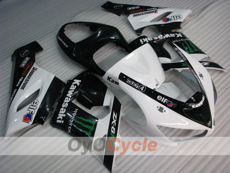 Kit de carénages injectés pour NINJA ZX-6R 05-06 - Blanc, Noir - Monster #OYO87906054