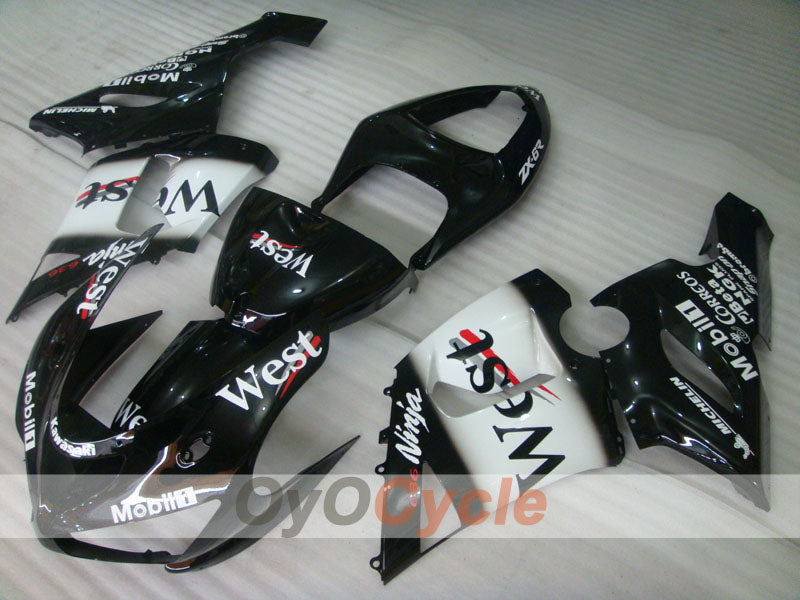 Kit de carénage à injection pour NINJA ZX-6R 05-06 - Blanc, Noir - West #OYO87906055